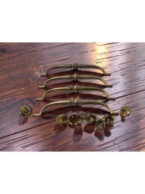 Vintage Brass Drawer Pulls Furniture Handles 7.5"L Between End End Caps
